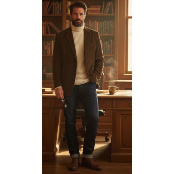 Stafford Other - Stafford Brown Corduroy Elbow Patch Blazer Size 46L